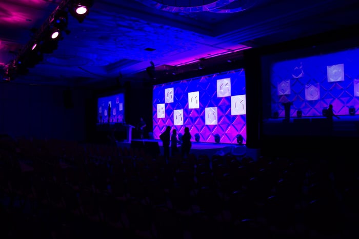 screens used on stage to repeat information 
