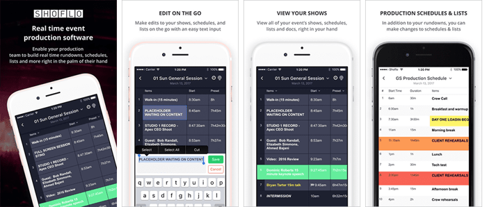Screenshots of the Shoflo iOS App