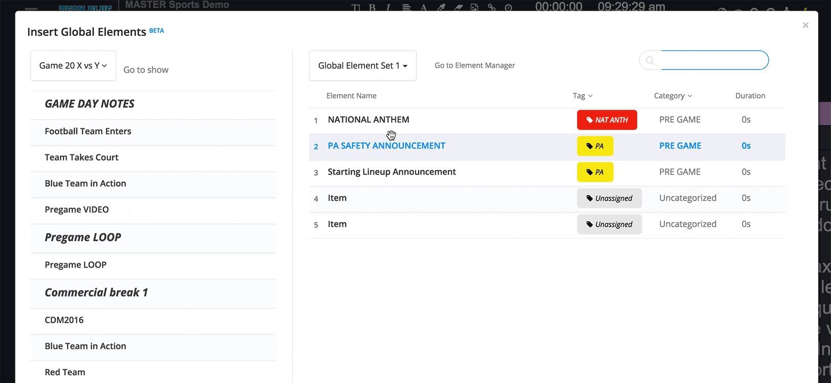 Demonstration of Shoflo's global element manager